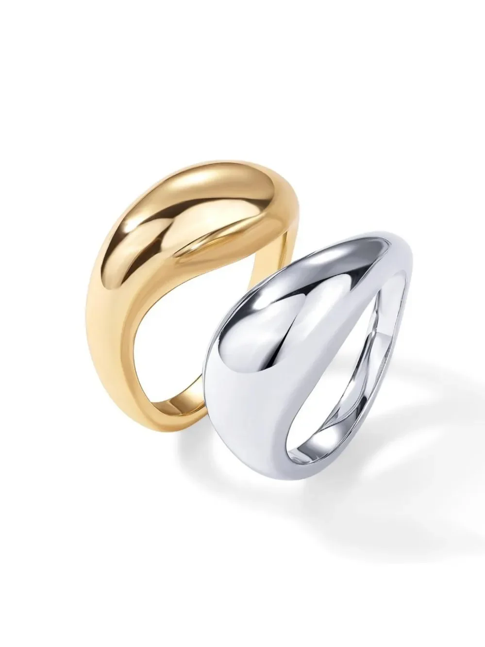 Mixed metal dome ring set